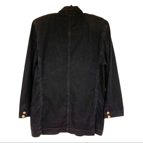 LizWear Blazer Black Vintage Preppy Style 100% Cotton Ivy League Blazer Size 8 - Picture 6 of 12